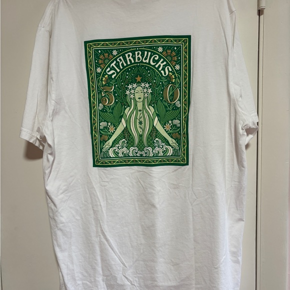 Unisex Starbucks Graphic Tee with Green and White mermaid Design size Large - Picture 2 of 6